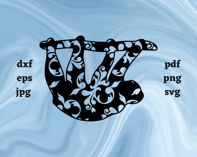 Floral Sloth SVG Cut File SVG Northern Light SVG 