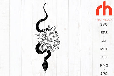 Floral snake svg - Flower snake svg - Snake with magnolia svg SVG RedHelgaArt 