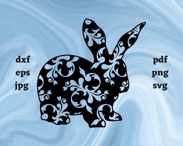 Floral Snowshoe Hare SVG Cut File SVG Northern Light SVG 