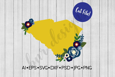 Floral South Carolina SVG SVG BNRDesignShop 