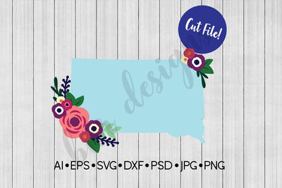 Floral South Dakota SVG SVG BNRDesignShop 