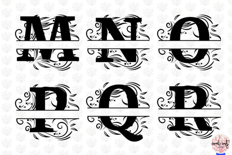 Floral Split Alphabet Monogram - Svg EPS DXF PNG File SVG CoralCutsSVG 