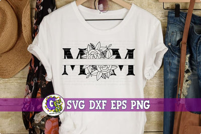 Floral Split Frame Mom SVG DXF EPS PNG-Mother's Day SVG SVG Greedy Stitches 