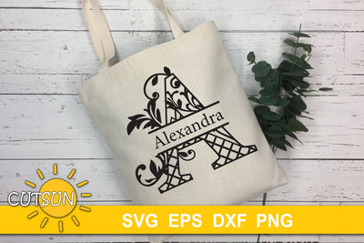 Floral Split Letters A-Z SVG | Split Alphabet SVG | Monogram SVG SVG CutsunSVG 