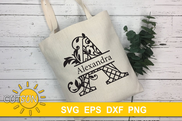 Floral Split Letters A-Z SVG | Split Alphabet SVG | Monogram SVG SVG CutsunSVG 