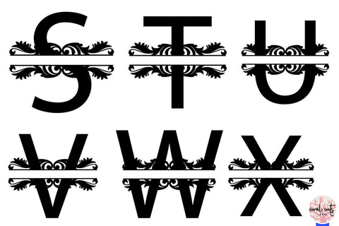 Floral Split Letters Monogram A to Z - Svg EPS DXF PNG File SVG CoralCutsSVG 