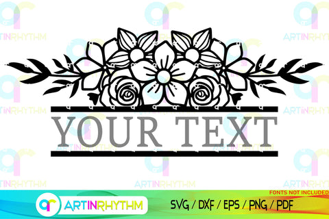 Floral Split Monogram frame svg SVG Artinrhythm shop 
