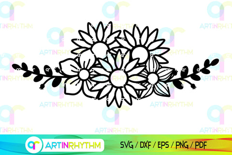 Floral Split Monogram frame svg SVG Artinrhythm shop 