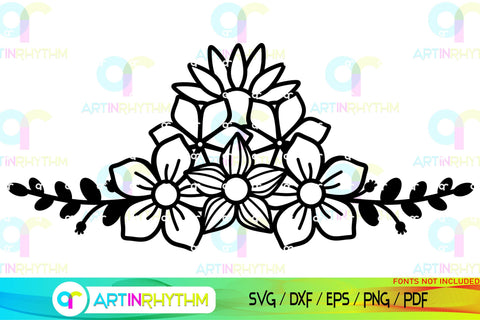 Floral Split Monogram frame svg SVG Artinrhythm shop 