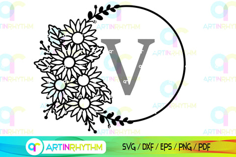 Floral Split Monogram frame svg SVG Artinrhythm shop 