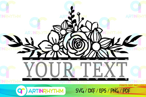 Floral Split Monogram frame svg SVG Artinrhythm shop 