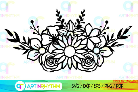Floral Split Monogram frame svg SVG Artinrhythm shop 