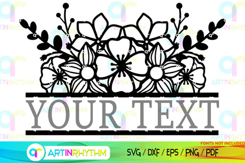 Floral Split Monogram frame svg SVG Artinrhythm shop 