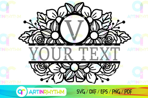 Floral Split Monogram frame svg SVG Artinrhythm shop 
