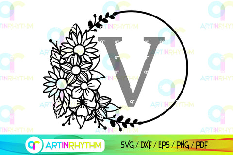 Floral Split Monogram frame svg SVG Artinrhythm shop 