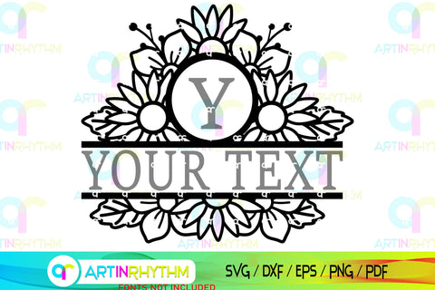 Floral Split Monogram frame svg SVG Artinrhythm shop 
