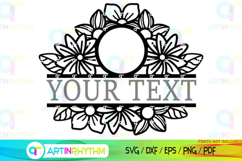 Floral Split Monogram frame svg SVG Artinrhythm shop 