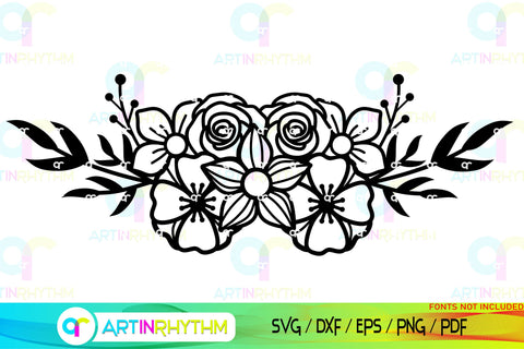 Floral Split Monogram frame svg SVG Artinrhythm shop 