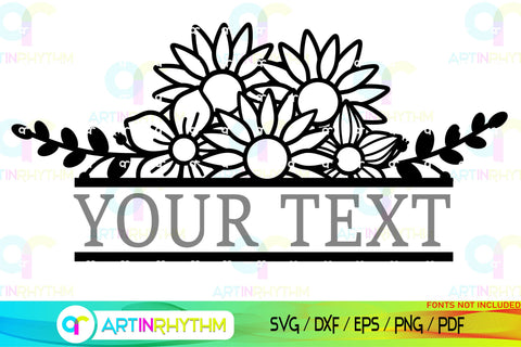 Floral Split Monogram frame svg SVG Artinrhythm shop 