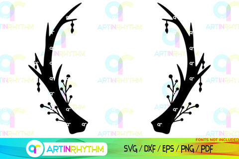 Floral Split Monogram frame svg SVG Artinrhythm shop 