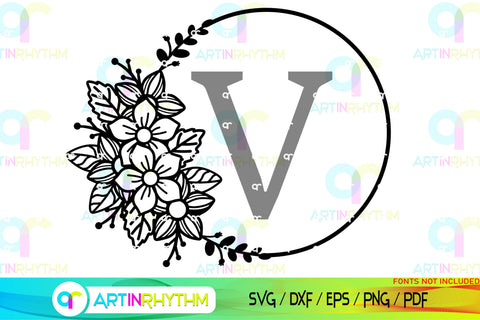 Floral Split Monogram frame svg SVG Artinrhythm shop 