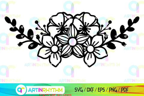 Floral Split Monogram frame svg SVG Artinrhythm shop 