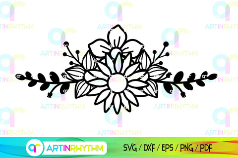 Floral Split Monogram frame svg SVG Artinrhythm shop 