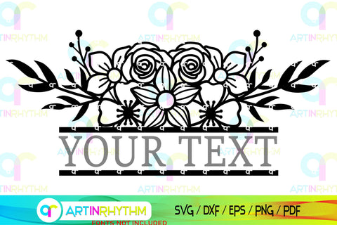 Floral Split Monogram frame svg SVG Artinrhythm shop 