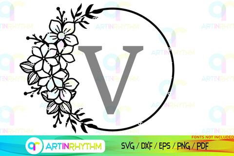 Floral Split Monogram frame svg SVG Artinrhythm shop 