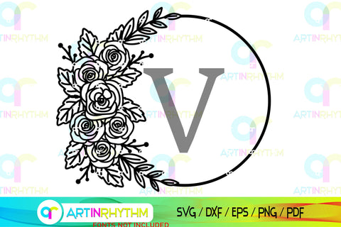 Floral Split Monogram frame svg SVG Artinrhythm shop 