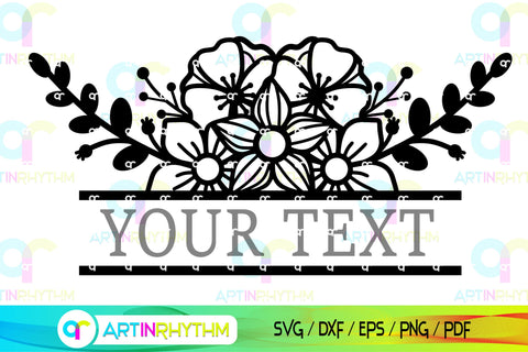 Floral Split Monogram frame svg SVG Artinrhythm shop 