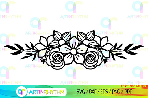 Floral Split Monogram frame svg SVG Artinrhythm shop 