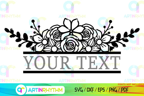 Floral Split Monogram frame svg SVG Artinrhythm shop 