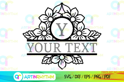Floral Split Monogram frame svg SVG Artinrhythm shop 