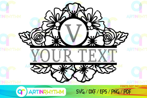 Floral Split Monogram frame svg SVG Artinrhythm shop 