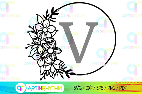 Floral Split Monogram frame svg SVG Artinrhythm shop 