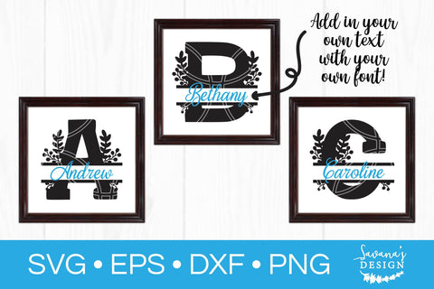 Floral Split Monogram Letter Alphabet SVG DXF EPS PNG Cut File Bundle SVG SavanasDesign 