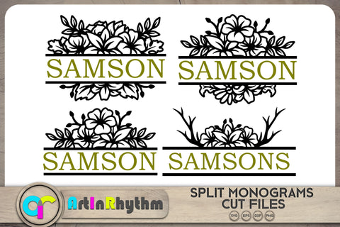 Floral split monogram SVG Bundle SVG Artinrhythm shop 