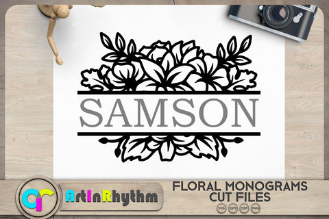 Floral split monogram SVG Bundle SVG Artinrhythm shop 