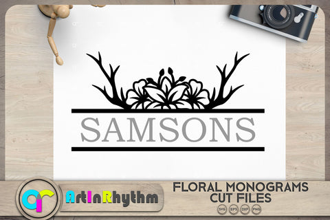 Floral split monogram SVG Bundle SVG Artinrhythm shop 