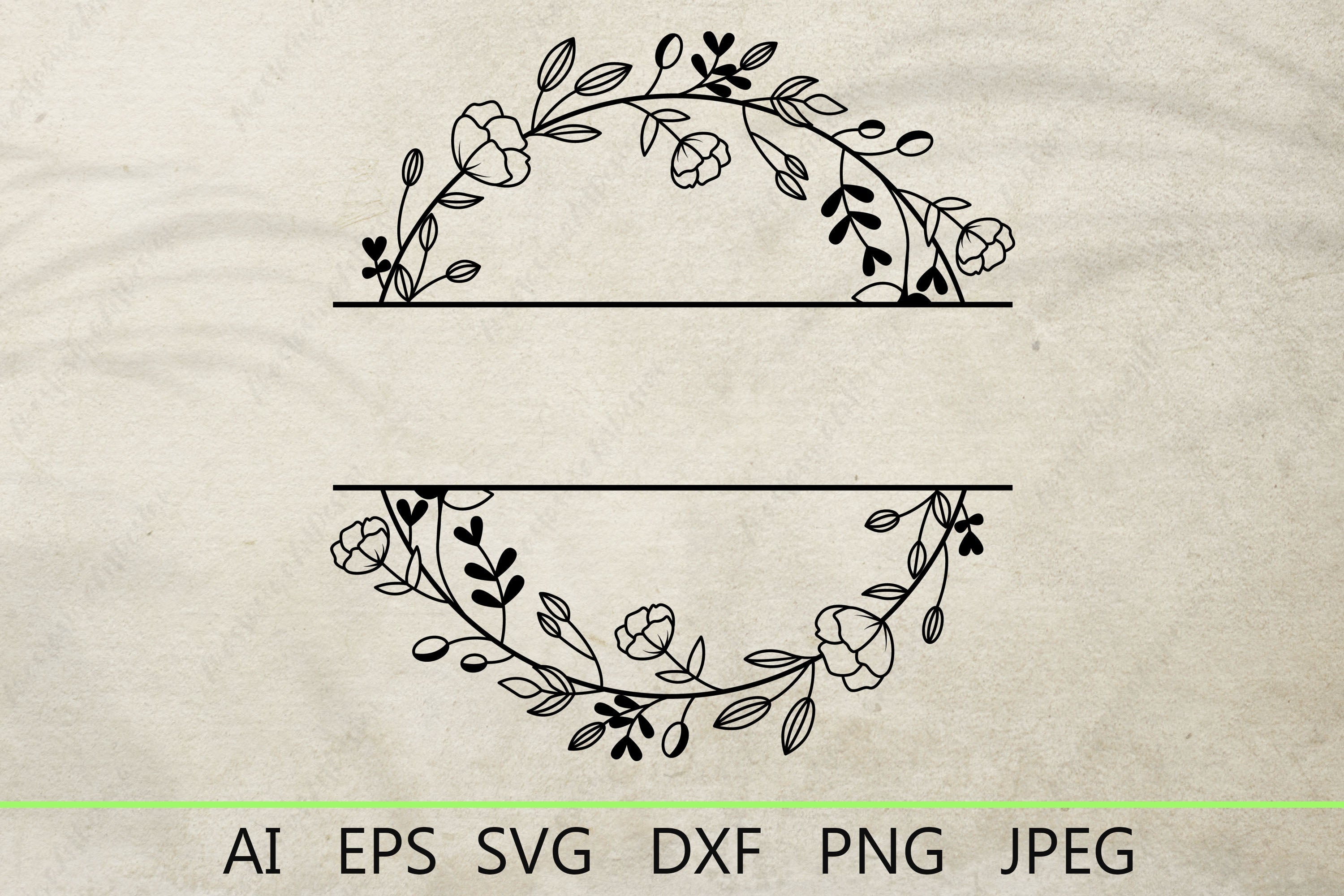 Floral split monogram svg, Flowers wreath svg, Family last name monogram -  So Fontsy