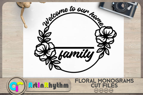 Floral split monogram SVG SVG Artinrhythm shop 