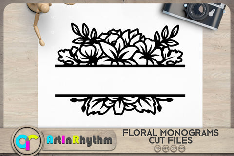 Floral split monogram SVG SVG Artinrhythm shop 