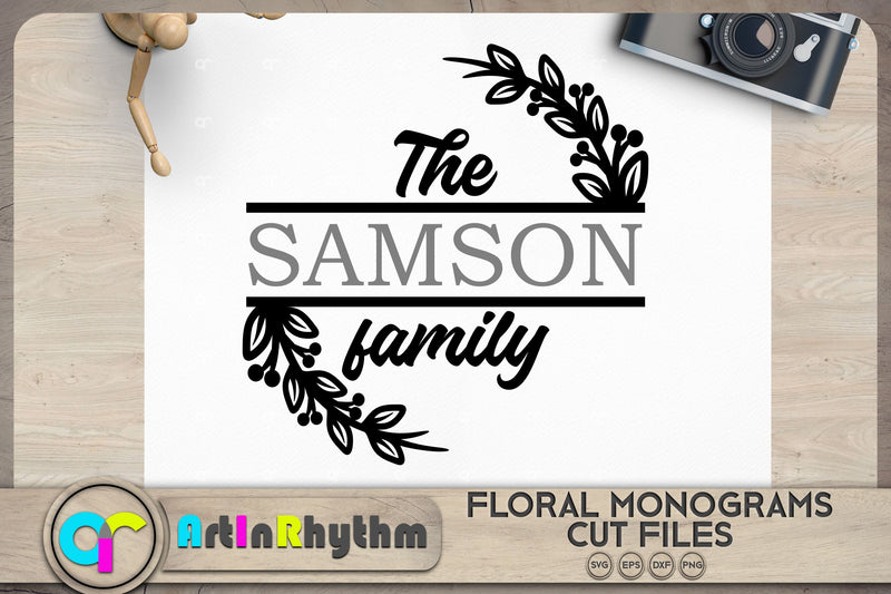 Floral split monogram SVG SVG Artinrhythm shop 