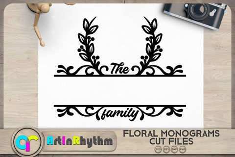 Floral split monogram SVG SVG Artinrhythm shop 