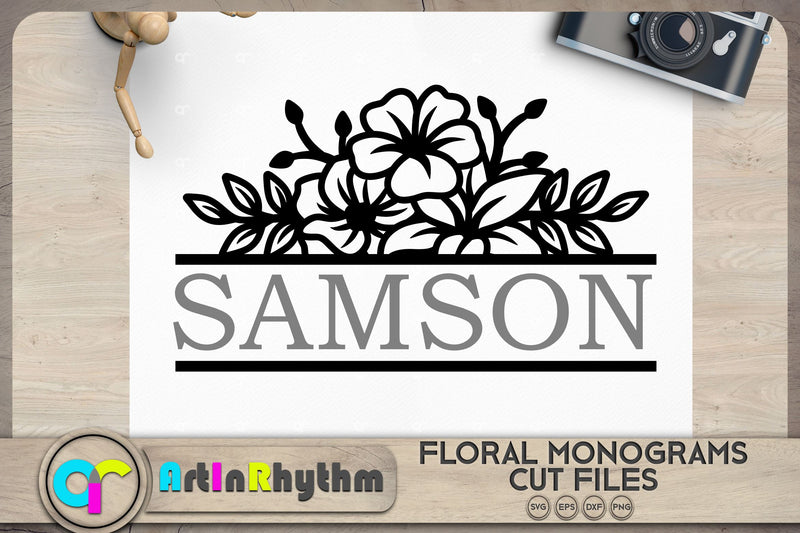 Floral split monogram SVG SVG Artinrhythm shop 
