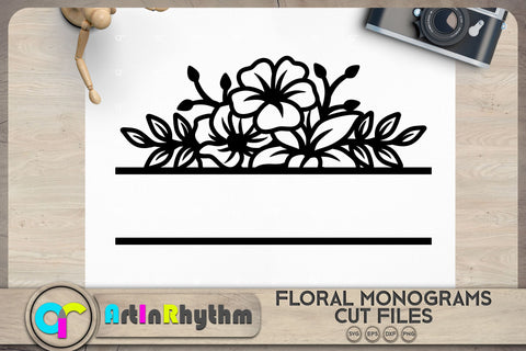Floral split monogram SVG SVG Artinrhythm shop 
