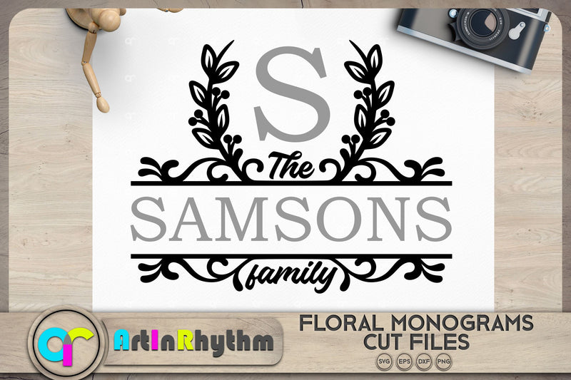Floral split monogram SVG SVG Artinrhythm shop 