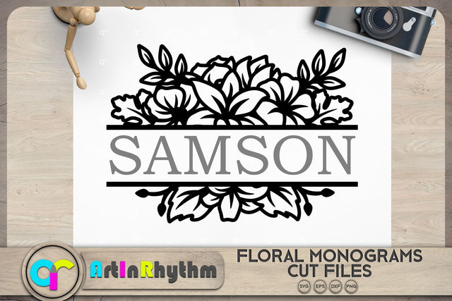 Floral split monogram SVG SVG Artinrhythm shop 