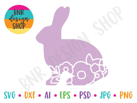 Floral Spring Bunny SVG SVG BNRDesignShop 